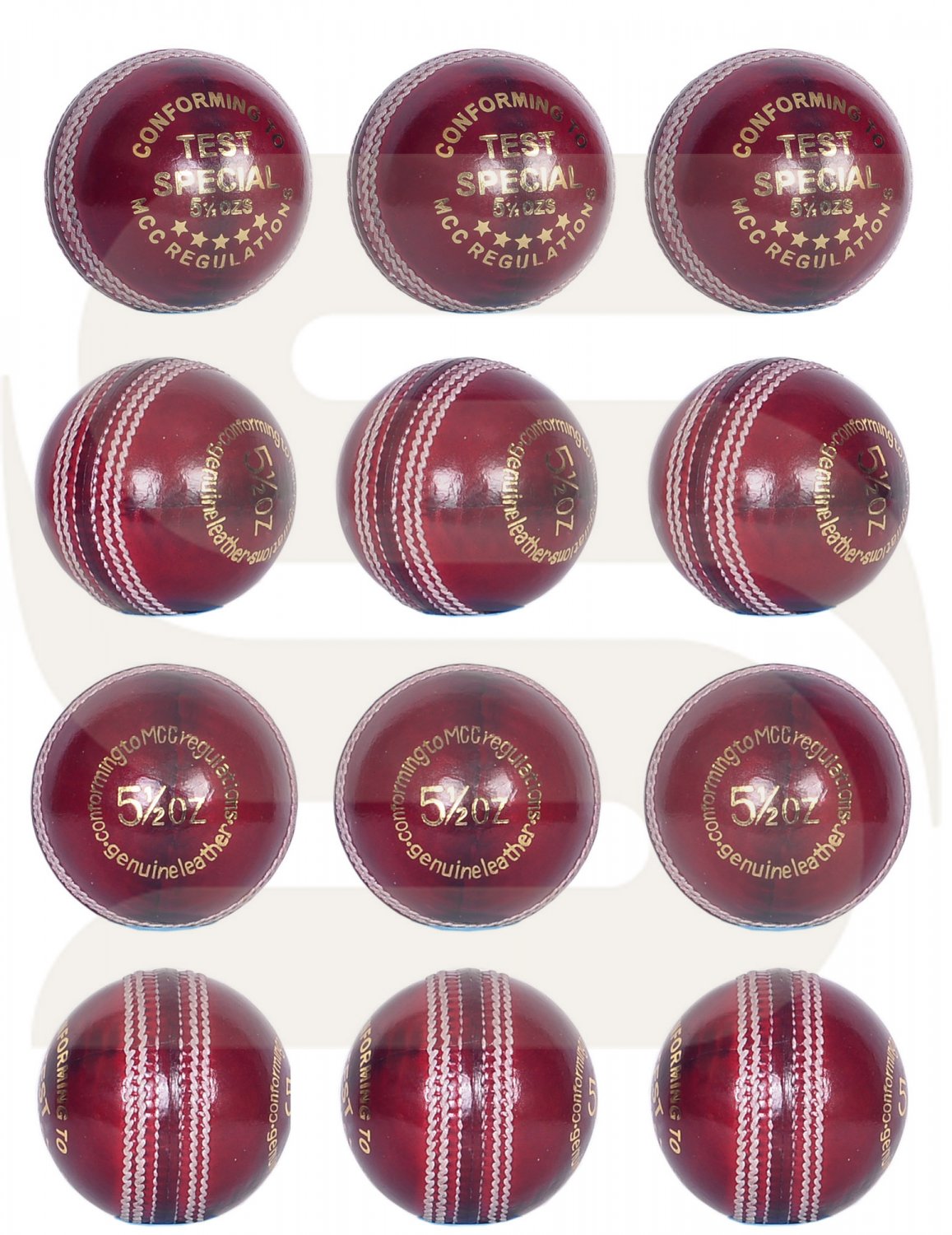 Red Ball Hand Stitched Leather Cricket Balls 5.5oz Training & Match Ball (Pack of 12)