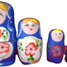 A Handcrafted Well Furnished Matryoshka Dolls Family (Blue)