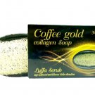 2 Bars Coffee Gold Collagen Soap With Luffa Loofah Scrub Cellulite Whitening Anti Aging