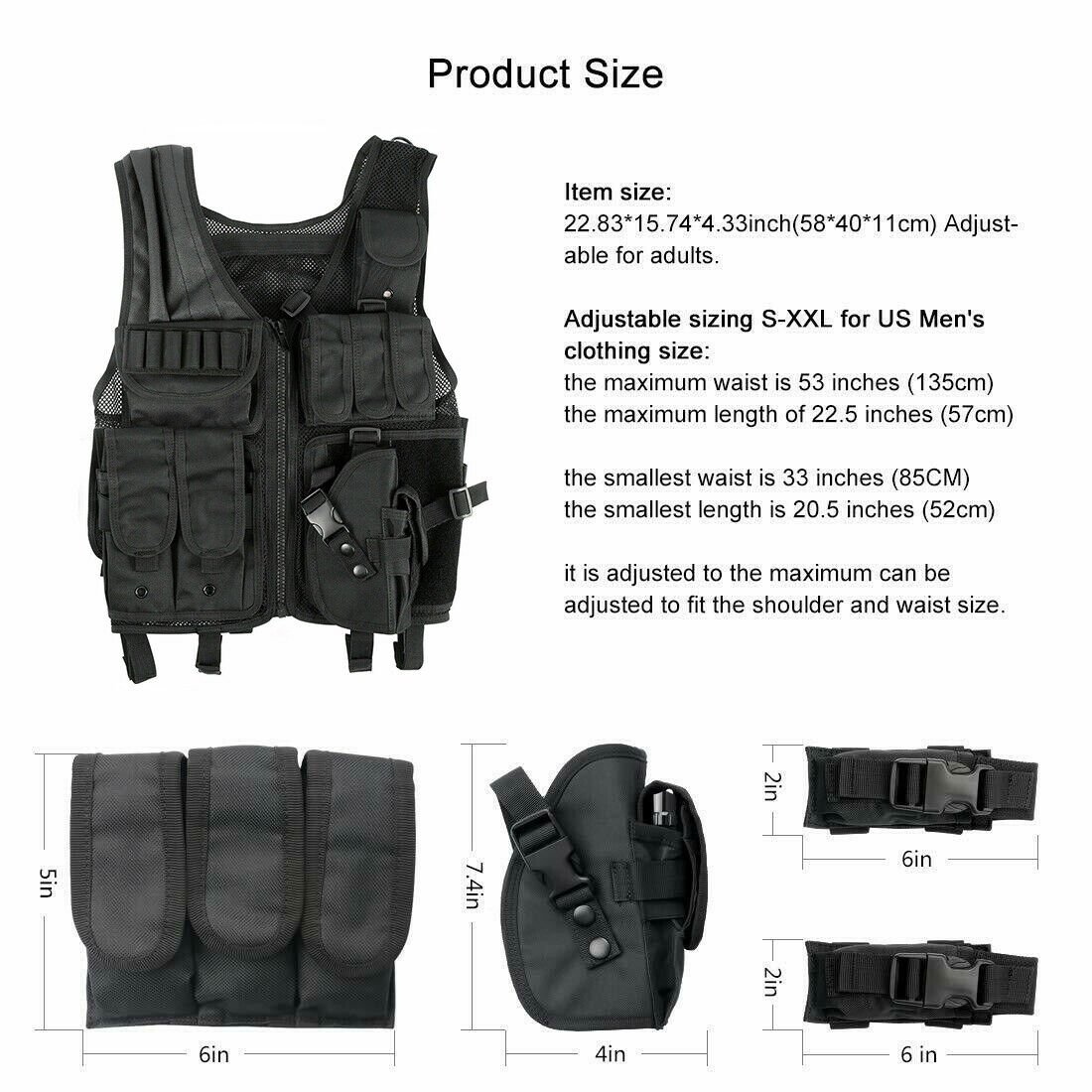 Military Vest Tactical Plate Carrier Holster Police Molle Assault ...