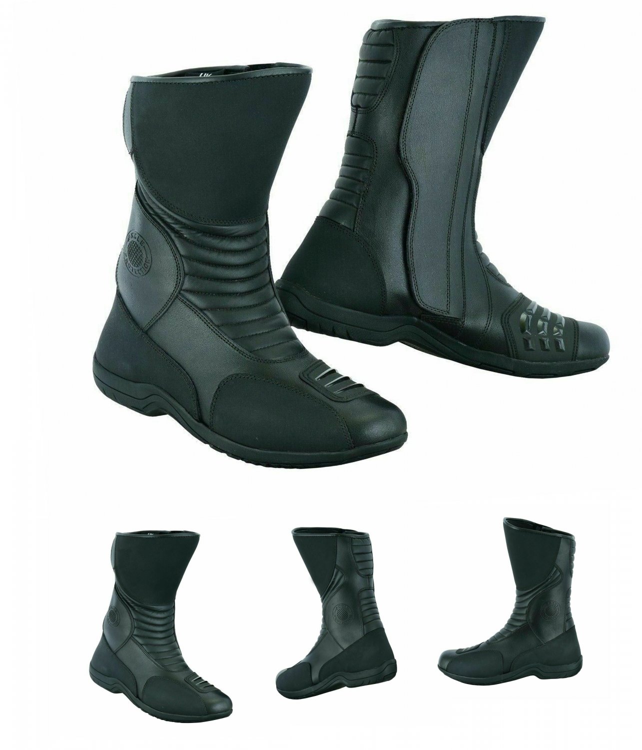 Mens Motorbike Leather Boots Biker Racing Motorcycle Armoured Shoes Waterproof- UK Size 9