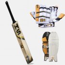 HS 41 PRO Deal English Willow Cricket Bat, Batting Gloves, Cricket Pads