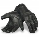 Biker Motorbike Gloves Leather Touch Screen Gloves Knuckle Shell Protection- Size S