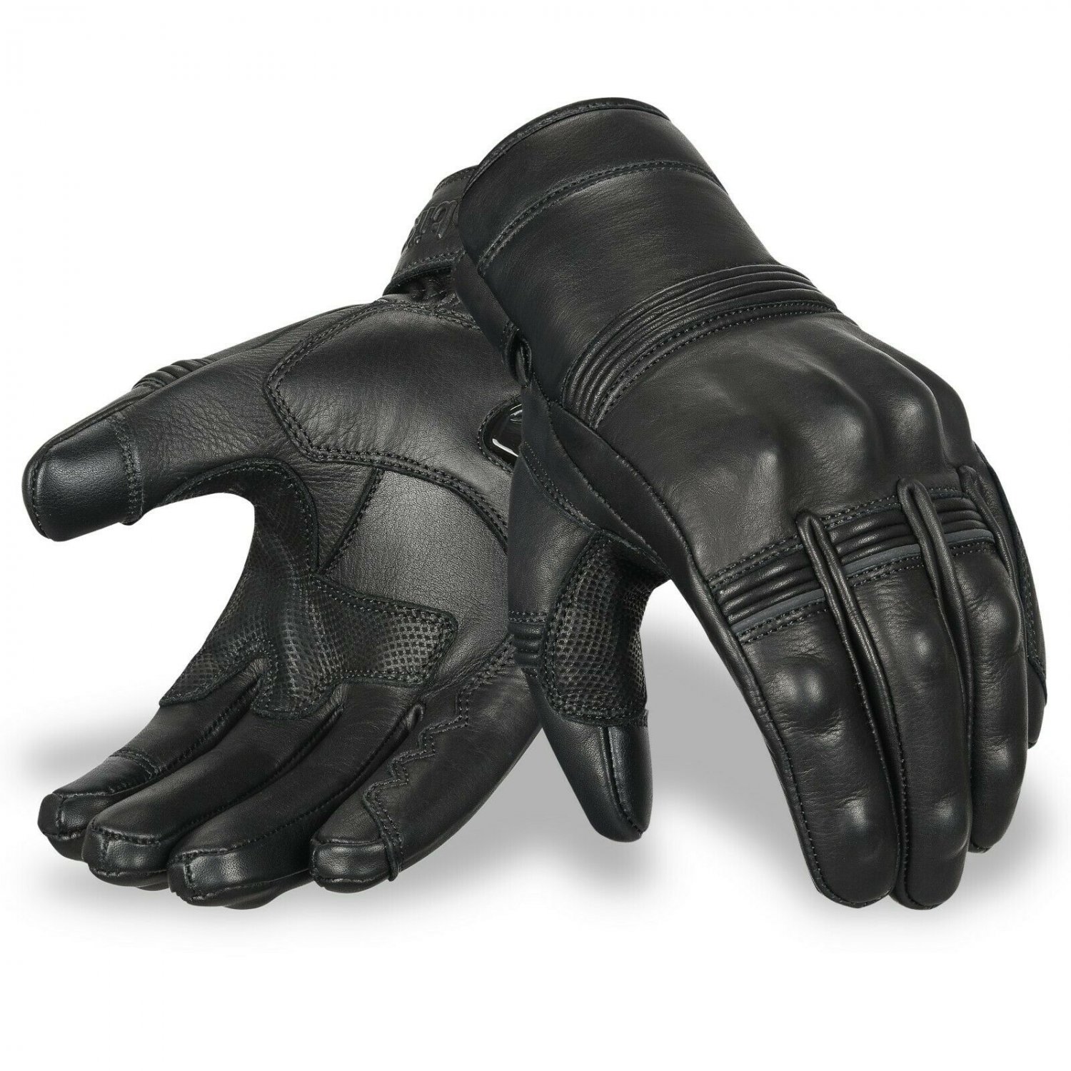Biker Motorbike Gloves Leather Touch Screen Gloves Knuckle Shell Protection- Size XXL