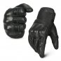 Biker Motorbike Gloves Leather Touch Screen Gloves Knuckle Shell Protection- Size L