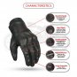 Biker Motorbike Gloves Leather Touch Screen Gloves Knuckle Shell Protection- Size M