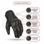 Biker Motorbike Gloves Leather Touch Screen Gloves Knuckle Shell Protection- Size L
