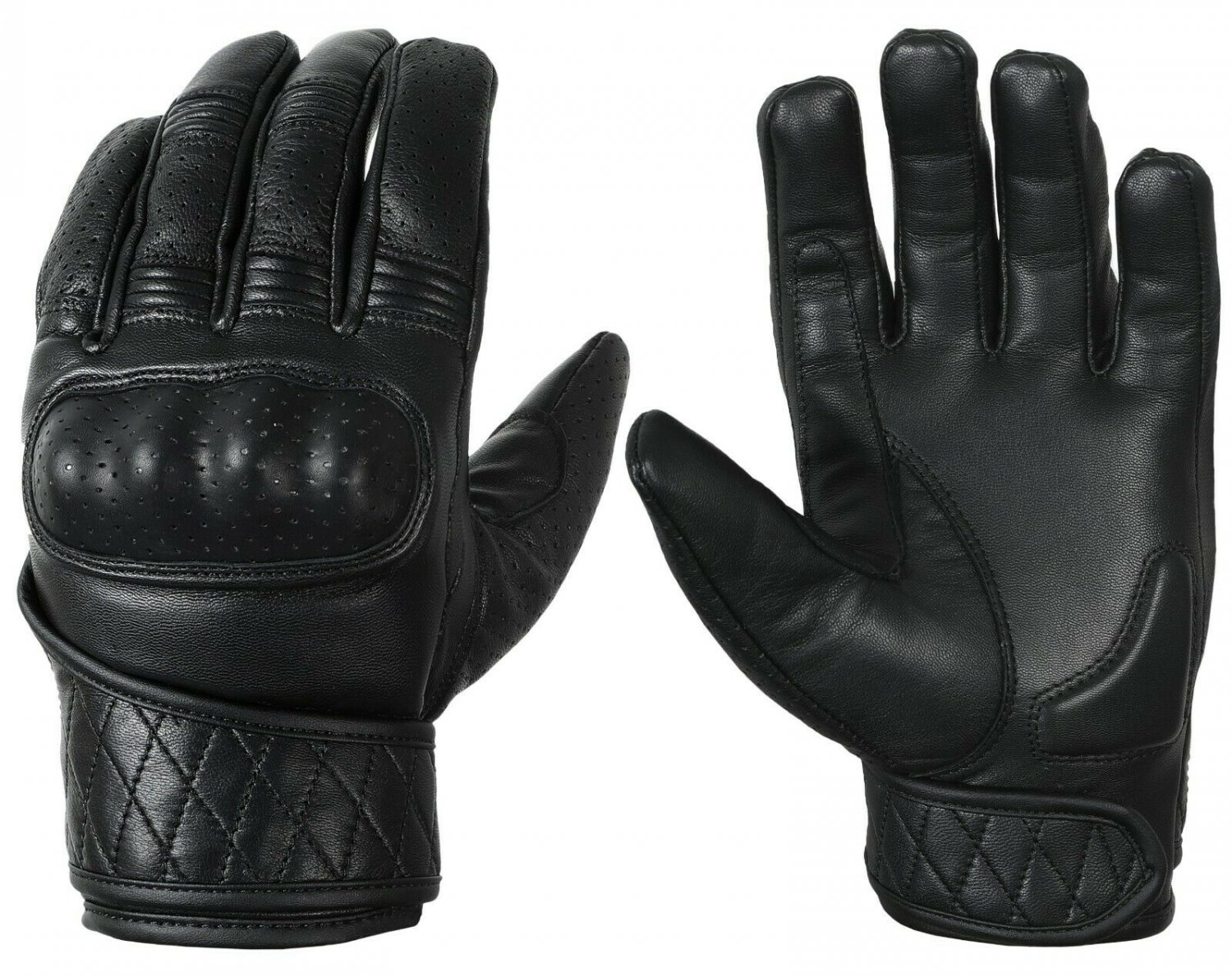 Leather Motorbike Motorcycle Gloves Touch Screen Hard knuckle Summer Glove- Size XXL
