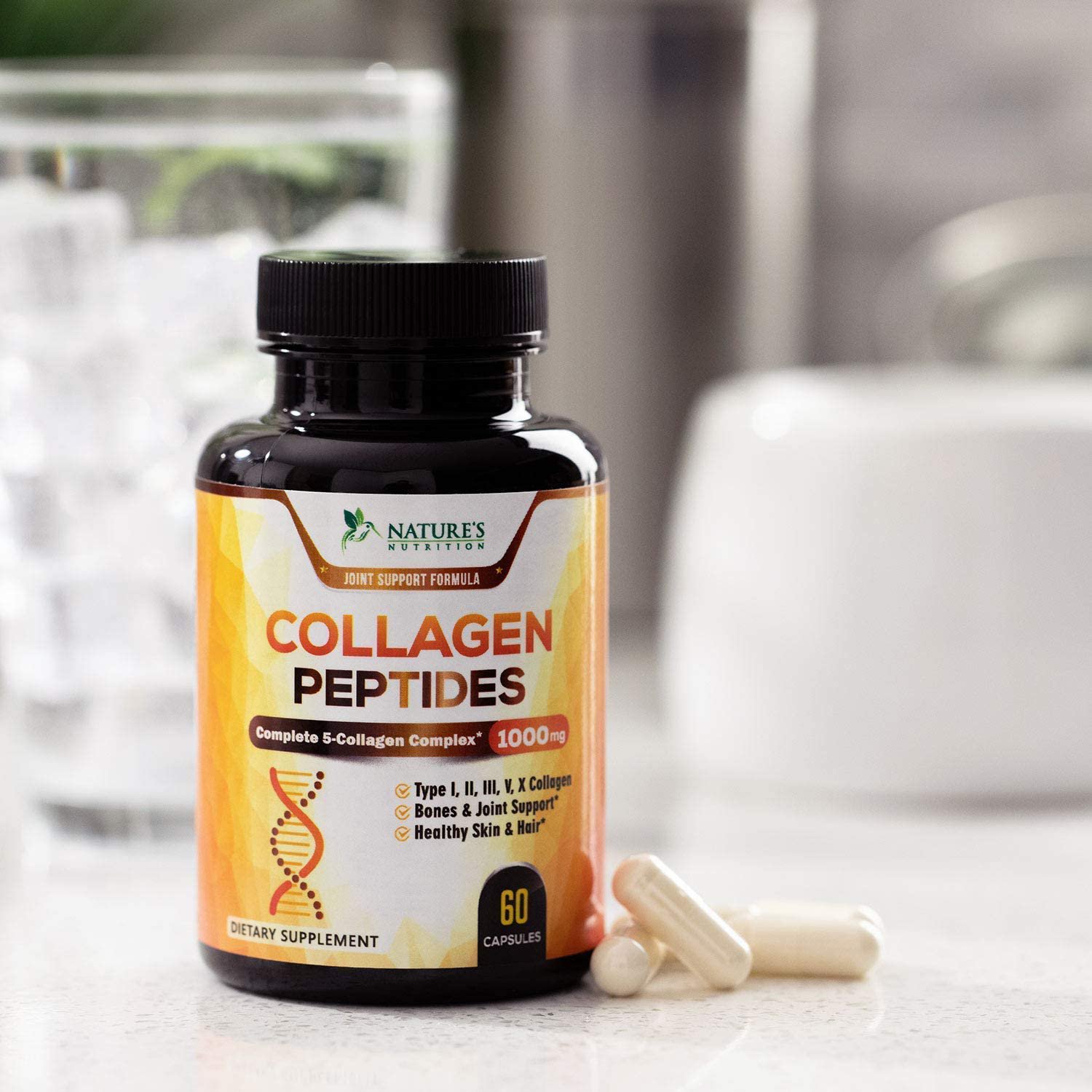 Collagen Capsules Multi Collagen Peptides 1000mg Types 1, 2, 3, 5, 10