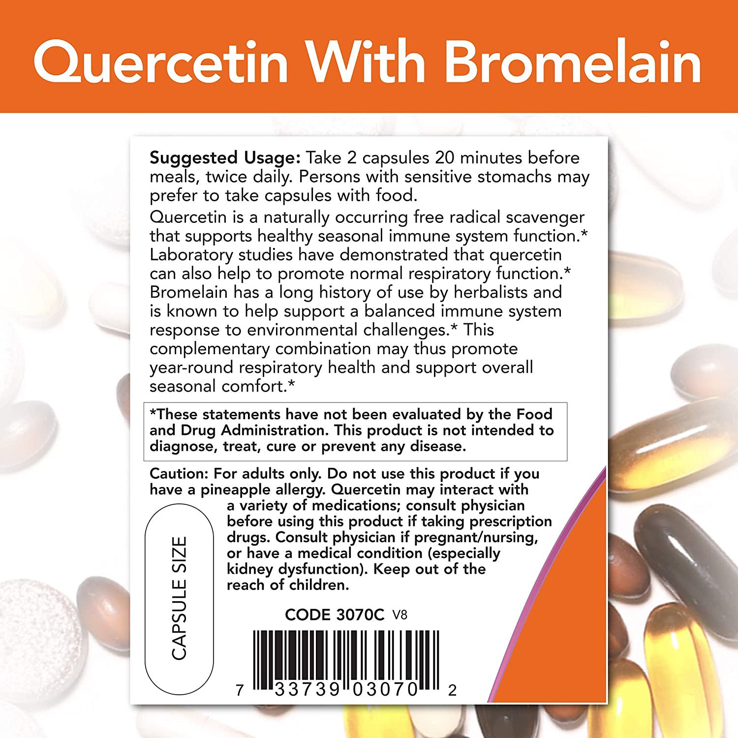 NOW Supplements Quercetin with Bromelain Balanced Immune System