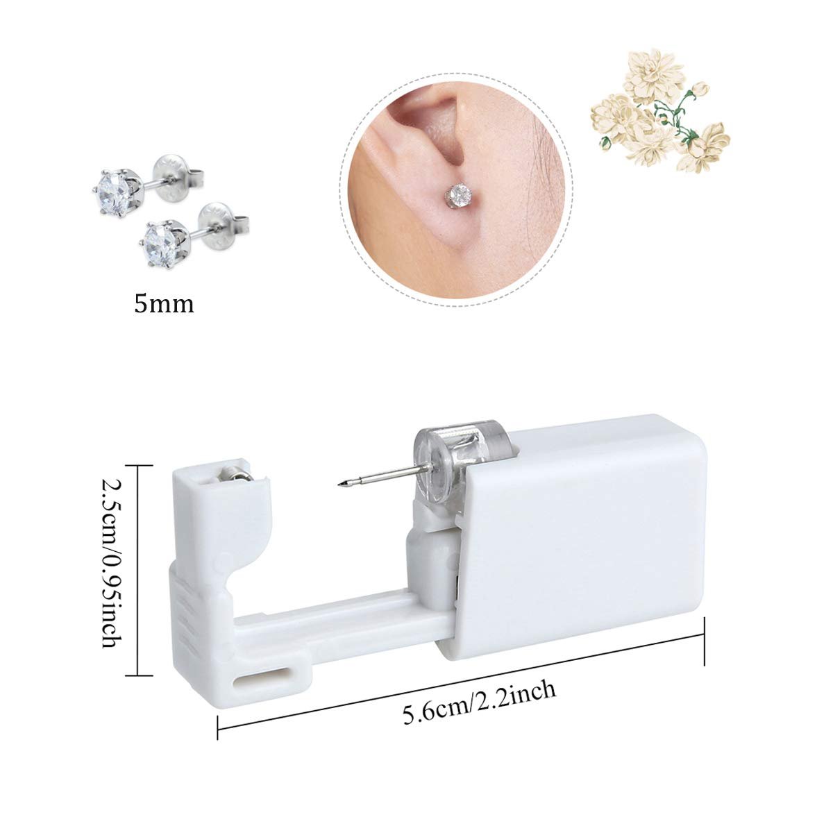 2 Pack Self Ear Piercing Gun Disposable Self Ear Piercing Gun Kit