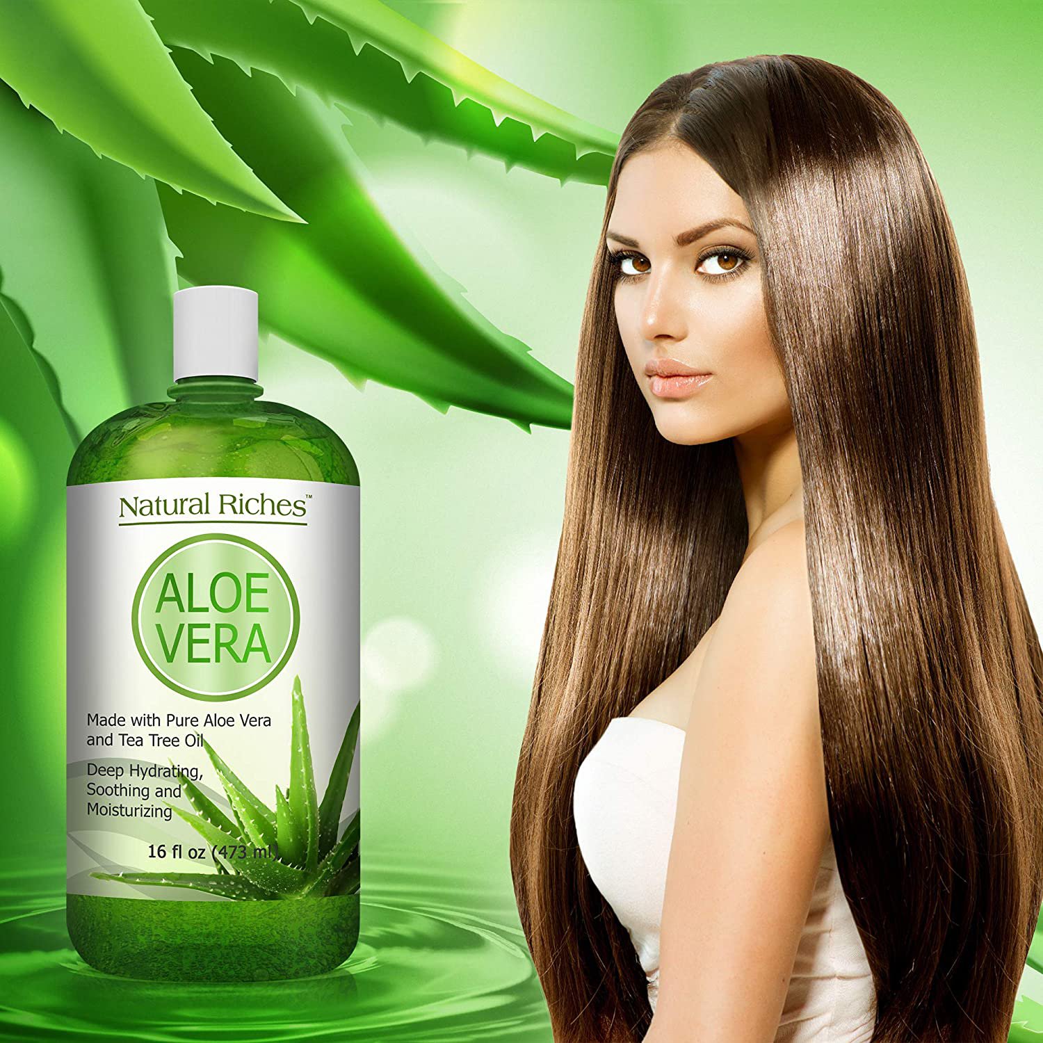 Aloe Vera Gel with Tea Tree Oil for Face & Dry Skin Helps Cold Sores