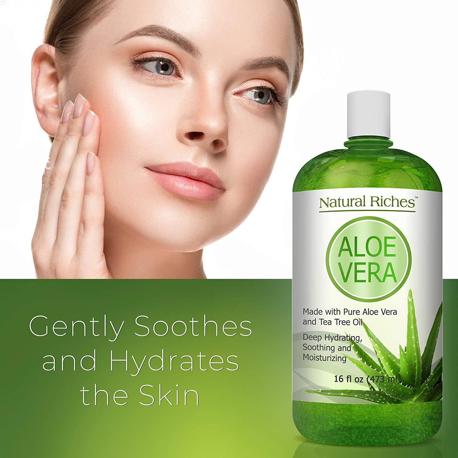 Aloe Vera Gel with Tea Tree Oil for Face & Dry Skin Helps Cold Sores