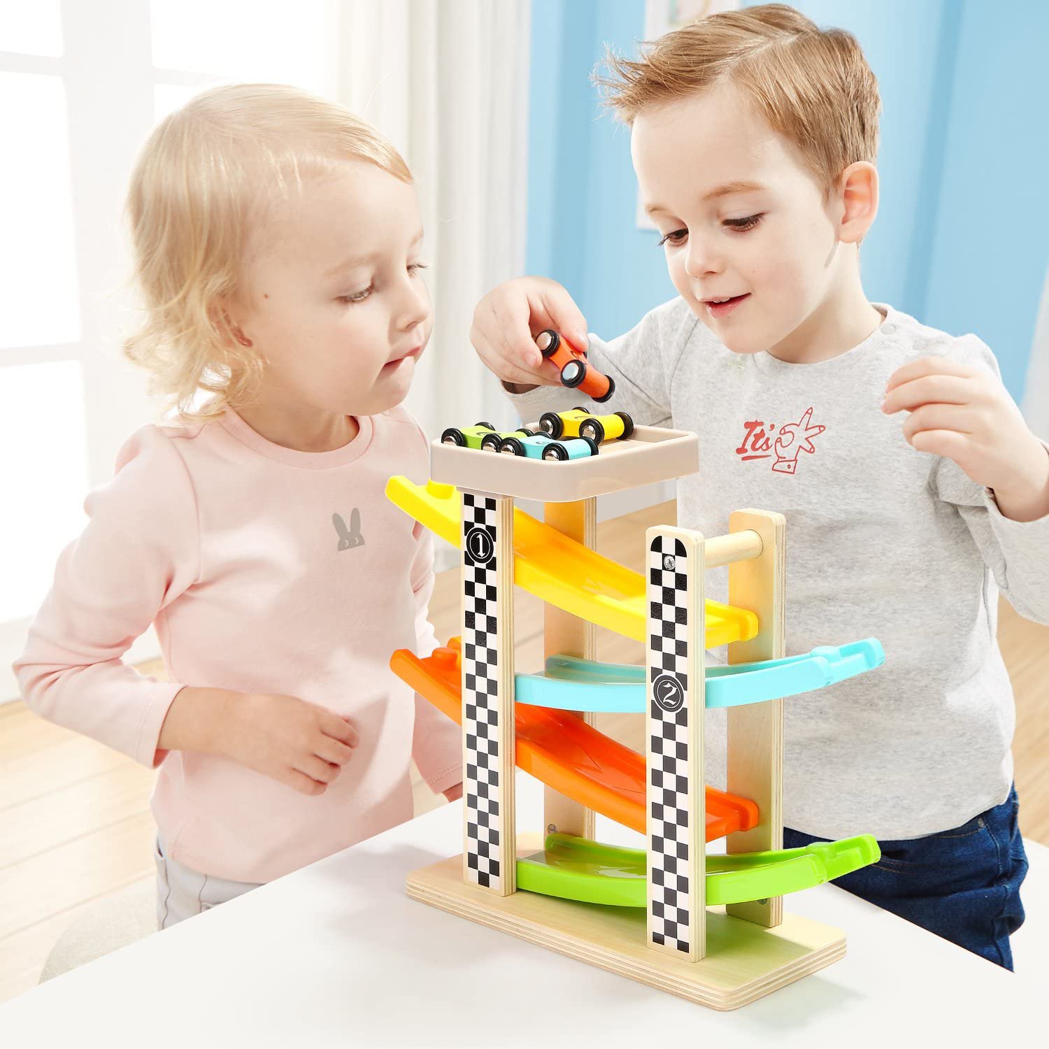 Toddler Toys For 1 2 Year Old Boy And Girl Gifts Wooden Race Track Car