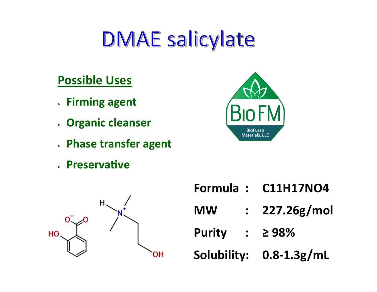 100g N,N-Dimethylaminoethanol salicylate salt (DMAE Salicylate)
