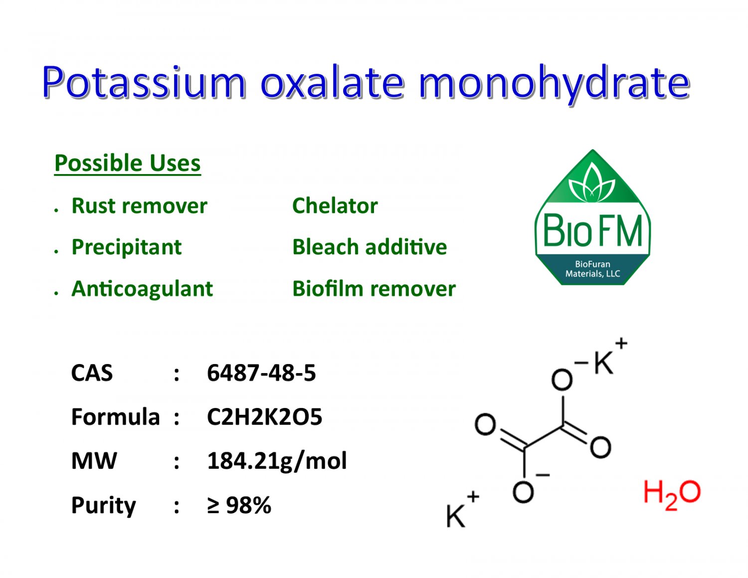 1kg Potassium oxalate monohydrate