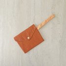 Brown Speckled Fabric Snap Wristlet Pouch Handmade