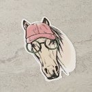 Horse with Glasses Waterproof Die Cut Sticker