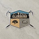 Mountain Climbing Adventures Badge Style Waterproof Die Cut Sticker