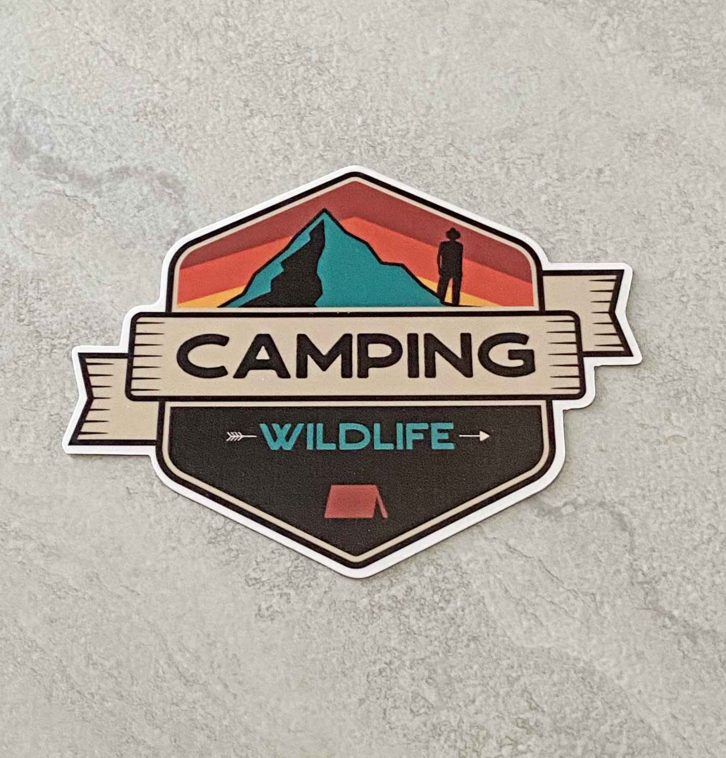 Camping Wildlife Badge Style Waterproof Die Cut Sticker