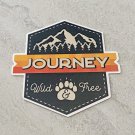 Recreation Outdoor Journey to the Mountains Wild and Free Badge Style Waterproof Die Cut Sticker