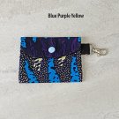 African Blue Purple Yellow Fabric Mini Card Snap Wallet Handmade