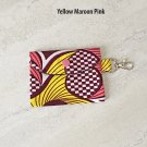 African Yellow Maroon Pink Fabric Mini Card Snap Wallet Handmade