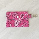 Pink Paisley Bandana Fabric Card Wallet Handmade