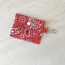 Red Paisley Bandana Fabric Card Wallet Handmade