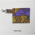 African Blue Purple Yellow Fabric Mini Fold Over Key Fob Pouch Handmade