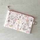 Woodland Bunny Rabbit Fabric Makeup Zipper Pouch with Key Ring Handmade