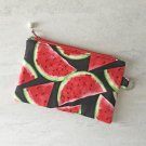 Watermelon Slices Fabric Makeup Zipper Pouch with Key Ring Handmade