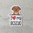 I Love My Rescue Dog Waterproof Die Cut Sticker