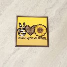 Peace Love Summer Sunflower Rubber Fridge Magnet Handmade