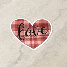 Plaid Valentine Love Heart Waterproof Die Cut Sticker