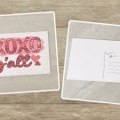 XOXO Y'all Hugs and Kisses Valentine Postcard Set of 5
