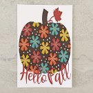 Hello Fall Floral Pumpkin Postcard