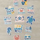Summer Beach Vacation Waterproof Die Cut Stickers 13 piece Set