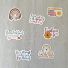 Positive Message Kindness Motivational Waterproof Die Cut Stickers 7 piece Set