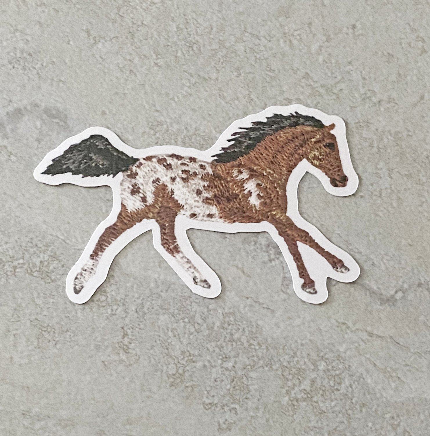 Appaloosa Horse Faux Embroidery Waterproof Die Cut Sticker