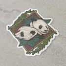 Panda Bears Faux Embroidery Waterproof Die Cut Sticker
