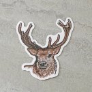 Deer Buck Head Faux Embroidery Waterproof Die Cut Sticker