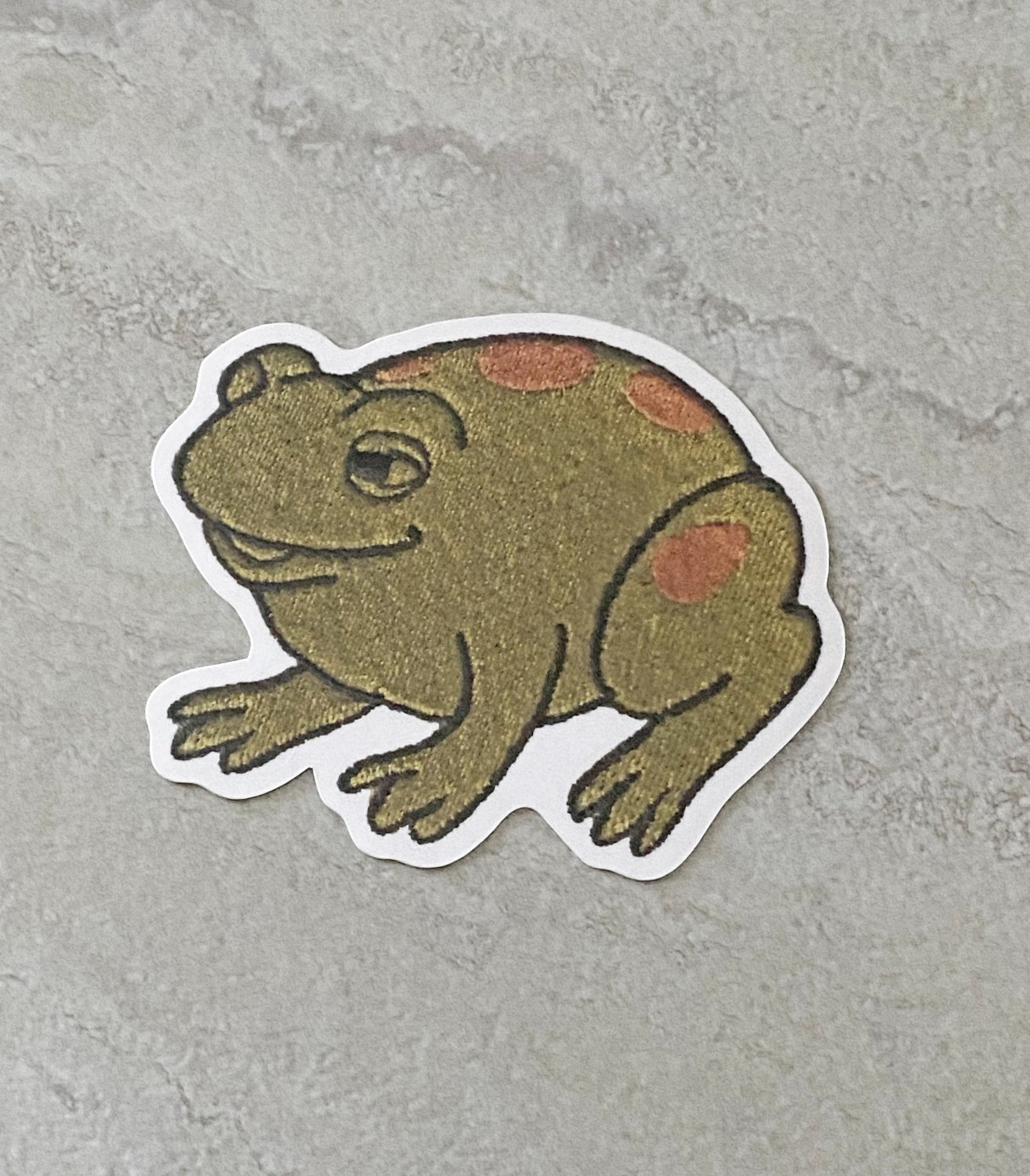 Bull frog Faux Embroidery Waterproof Die Cut Sticker