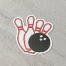 Bowling Ball with Pins Faux Embroidery Waterproof Die Cut Sticker