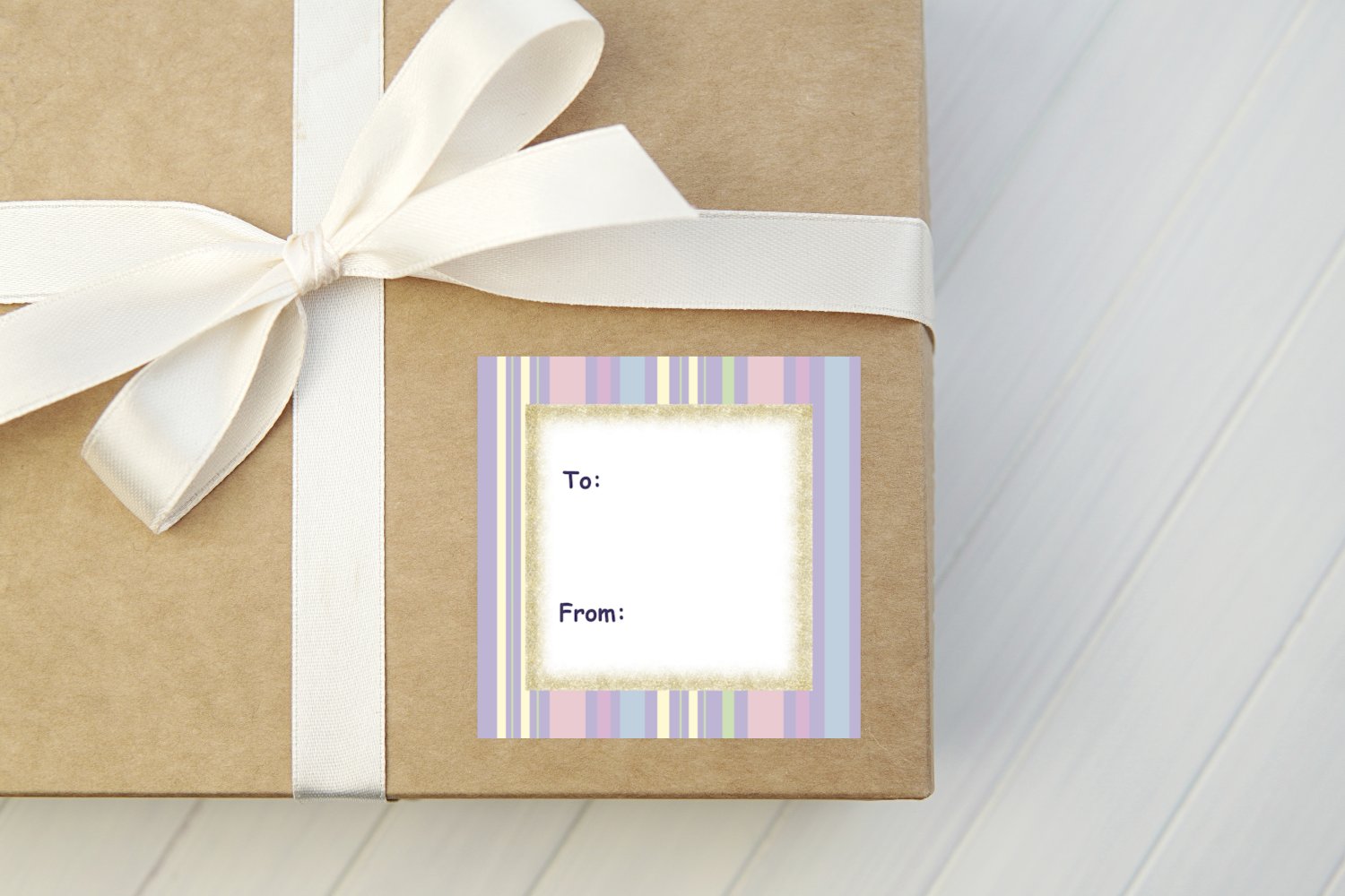 Pastel Color Stripes To From Gift Giving 12 piece Sticker Sheet