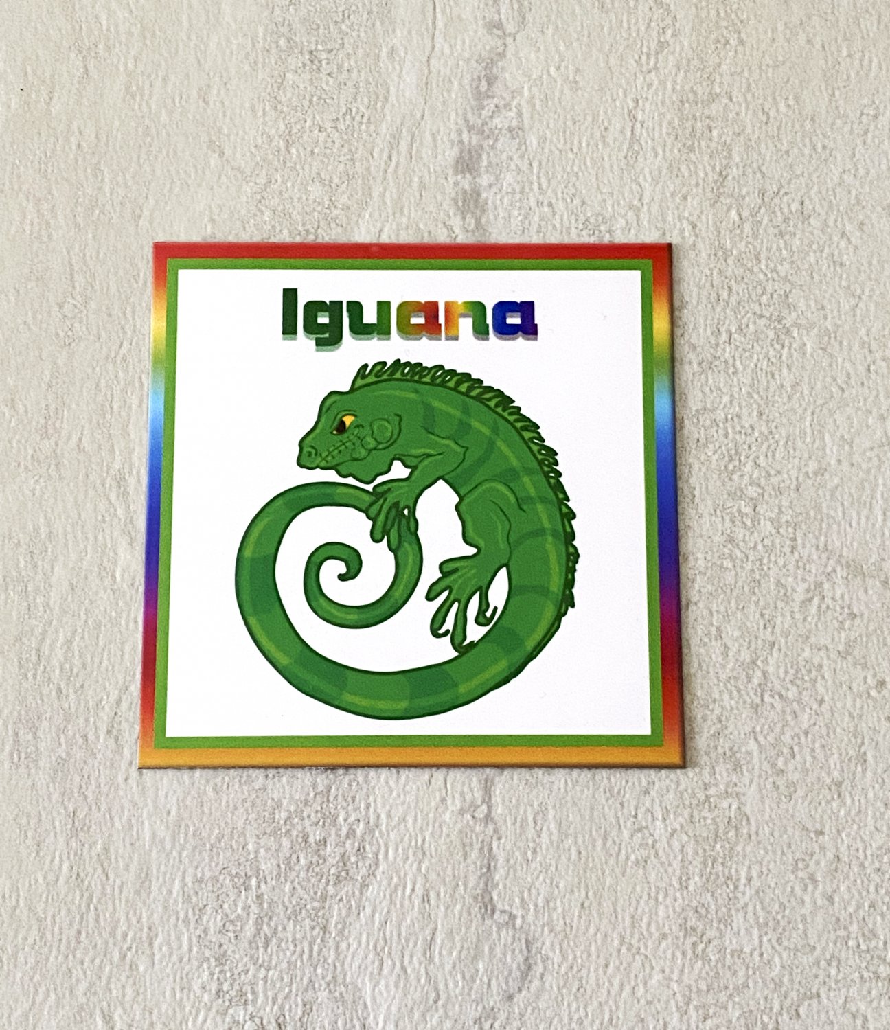 Green Iguana Fridge Magnet Handmade