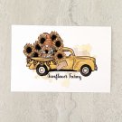 Sunflower Farms Yellow Truck Gnome Postcard