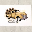 Home Grown Sunflowers Yellow Truck Delivery Postcard