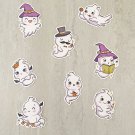 Cute Ghost Characters Halloween Waterproof Die Cut Stickers 8 Piece Set