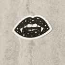Black and White Celestial Vampire Lips Waterproof Die Cut Sticker